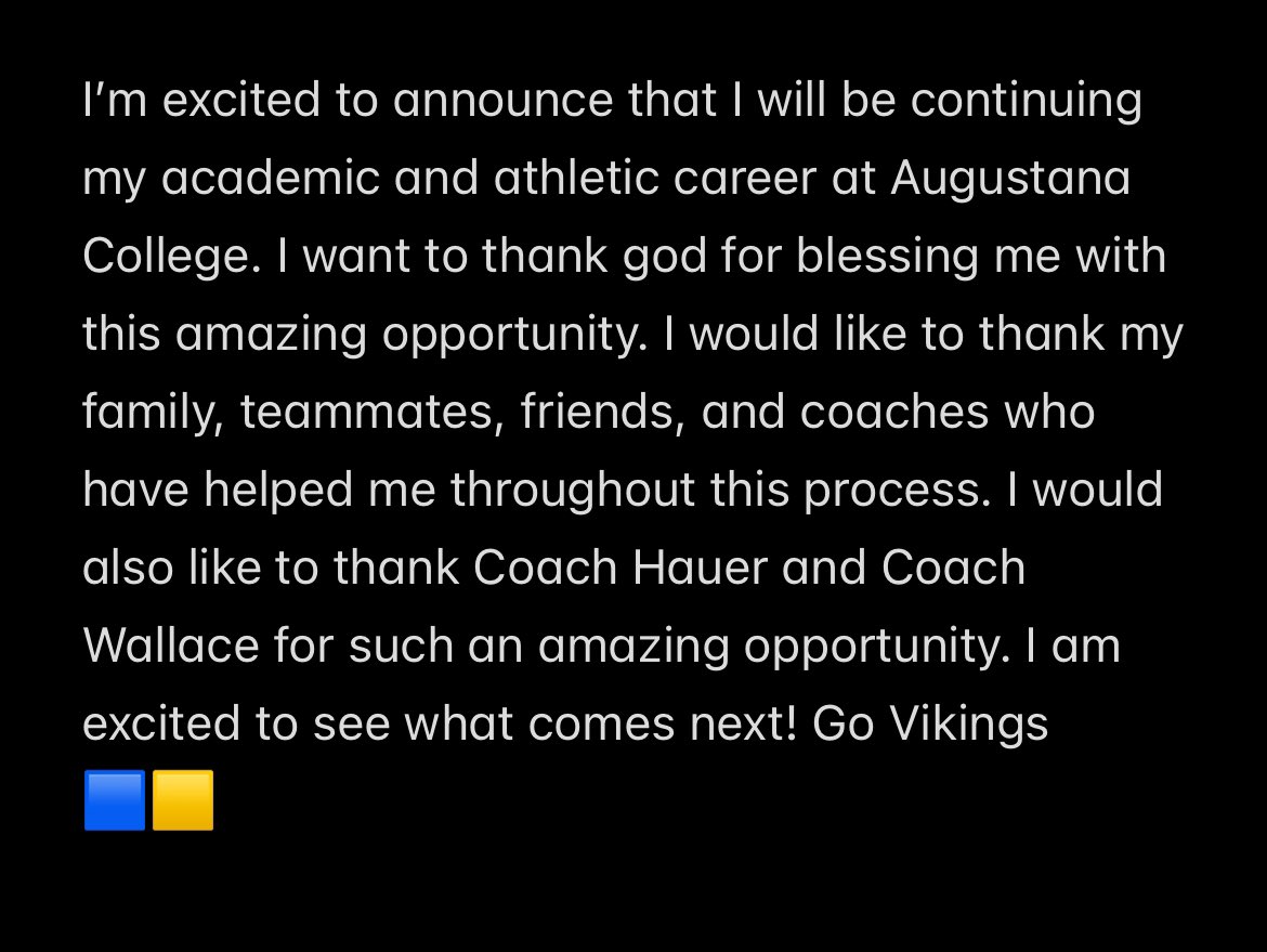 I would like to thank my coaches, friends, family and especially Coach Hauer and Coach Wallace for this amazing opportunity!