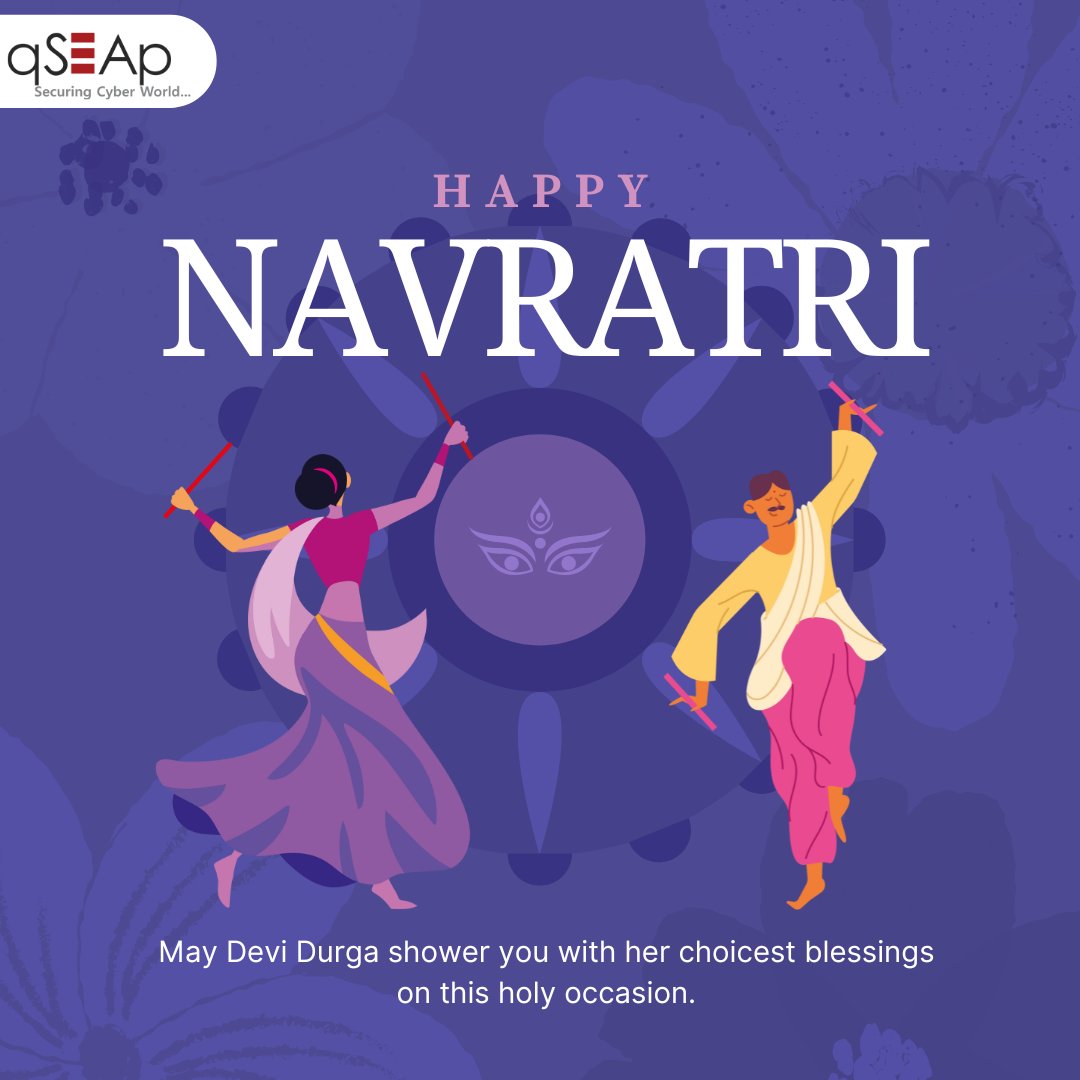 Wishing you a joyful and vibrant #Navratri from Team qSEAp! May this festival bring you happiness, strength, and prosperity. Let's embrace the spirit of Goddess Durga and strive for success together!

#qSEAp #Cybersecurity #NavratriCelebration #TeamqSEAp #Festival #Wishes
