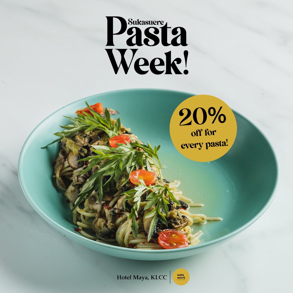 Guess what? It’s Pasta Week, baby!

Potongan harga sebanyak 20% untuk semua pasta sehingga 4 Oct ini! Jemput datang semua!