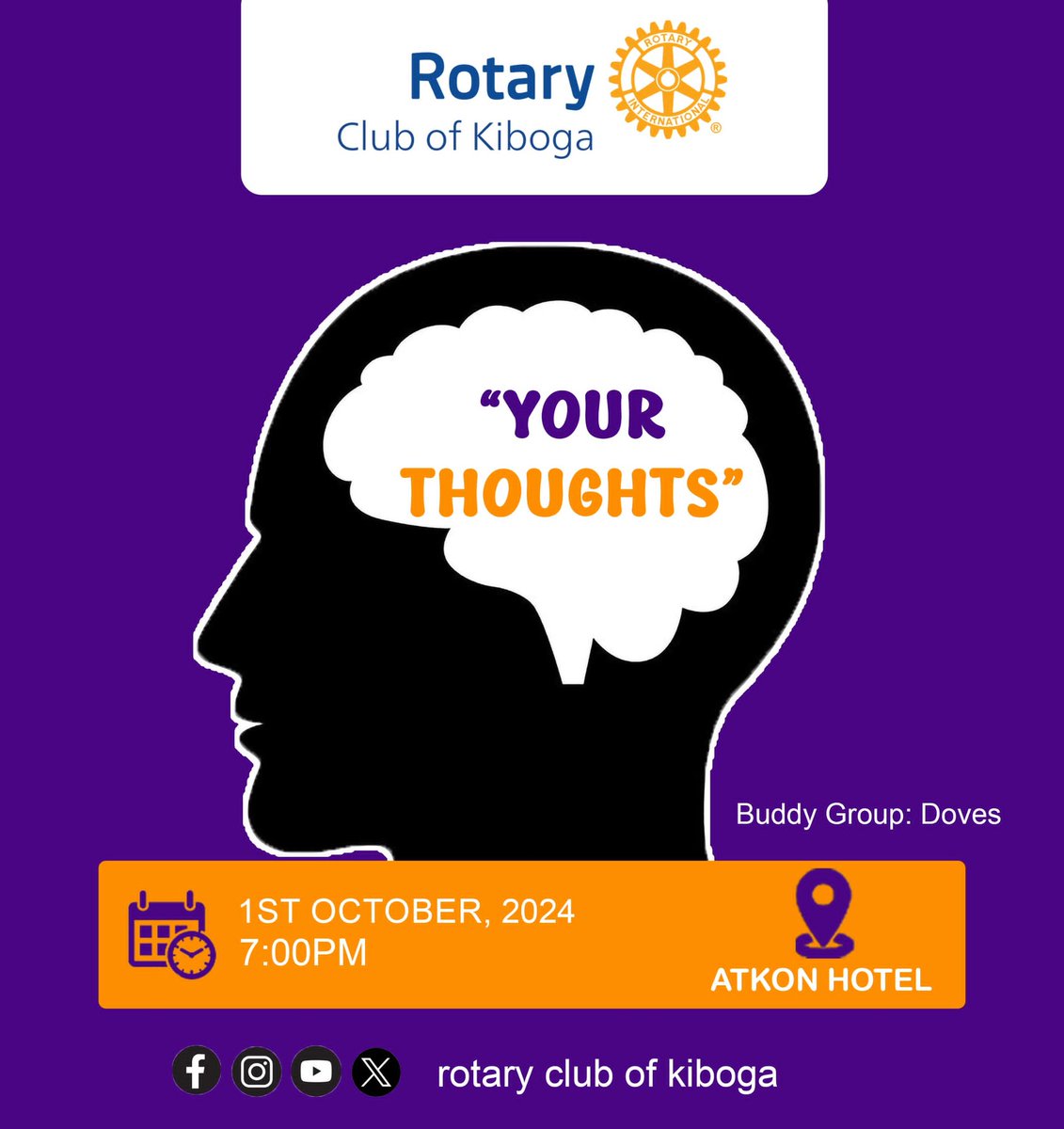 Rotary club of Kiboga invites you for the  weekly fellowship every Tuesday starting at 7:00pm At Atkon Hotel and join online on Google Meet, click this link: 
meet.google.com/gvz-xttt-ezz 
 
Or open Meet and enter this code: gvz-xttt-ezz

Time: *7pm* 

Venue: *Atkon Hotel*