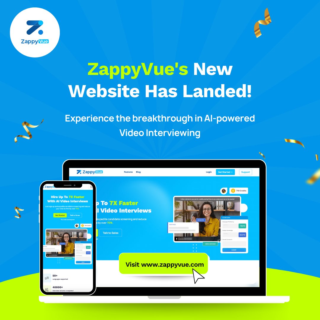 zappyhireglobal's tweet image. ZappyVue’s shiny new website is LIVE!✨

Whether you&apos;re looking for support, feature updates, or product insights, the new site has it all in one place!

Check it out!
🔗 zappyvue.com

#zappyvue #recruitmentautomation #automatedvideointerviewing #videointerview