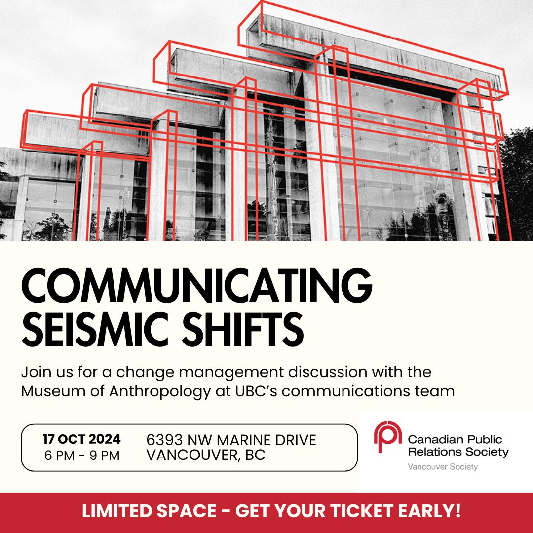 CPRS Vancouver (@cprsvancouver) on Twitter photo In 2023, the <a href="/MOA_UBC/">Museum of Anthropology at UBC</a> temporarily closed to complete seismic upgrades of its Great Hall. The Museum reopened in June to record-breaking visitor levels. Learn how the communications team addressed change management in this project. Get your tickets now: bit.ly/4eHZ257 In 2023, the <a href="/MOA_UBC/">Museum of Anthropology at UBC</a> temporarily closed to complete seismic upgrades of its Great Hall. The Museum reopened in June to record-breaking visitor levels. Learn how the communications team addressed change management in this project. Get your tickets now: bit.ly/4eHZ257