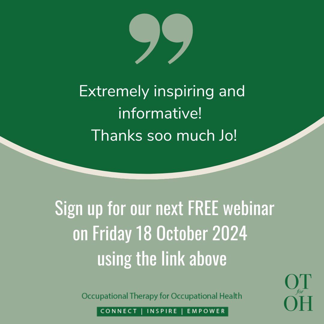 Are you an occupational therapist wondering if your skills can make an impact in Occupational Health? 🌟
Find out in my FREE upcoming webinar on Friday 18th October, at 09:30 am
Reserve your spot today: bit.ly/4aGCJvD

#OT
#OccupationalHealth