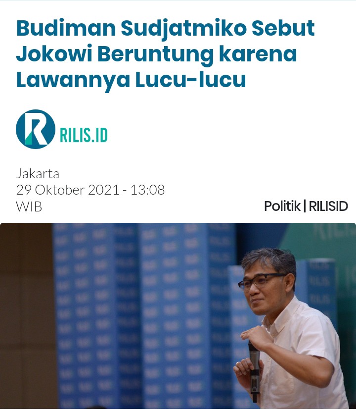 MINIET (@minietweets_) on Twitter photo Pembenci Gibran adlh pembenci Jokowi. Keduanya kerap diserang namun tidak dengan narasi2 yang berkualitas. Menyerang dg tagar #FufufafaWapresPsikopat Ibarat mau menembak tapi dg pistol mainan.
Utk ini mas <a href="/budimandjatmiko/">Budiman Sudjatmiko (IG: kelasinspirasibudiman)</a> menyebut Jokowi beruntung, Krn lawan politiknya lucu2.
_ Pembenci Gibran adlh pembenci Jokowi. Keduanya kerap diserang namun tidak dengan narasi2 yang berkualitas. Menyerang dg tagar #FufufafaWapresPsikopat Ibarat mau menembak tapi dg pistol mainan.
Utk ini mas <a href="/budimandjatmiko/">Budiman Sudjatmiko (IG: kelasinspirasibudiman)</a> menyebut Jokowi beruntung, Krn lawan politiknya lucu2.
_