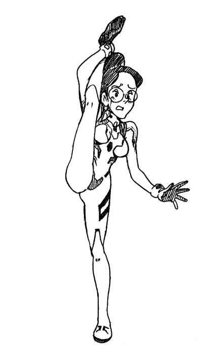 メガネの日なので、メガネキャラのプラグスーツ絵を再掲。>メガネの日>プラグスーツ>ロッテンマイヤーさん>I字バランス 