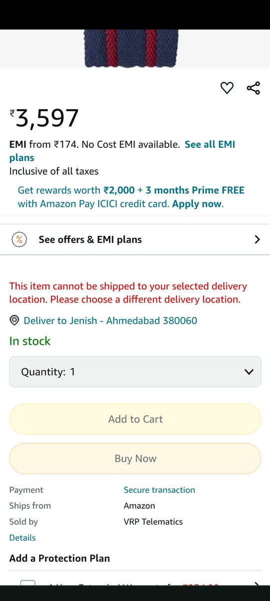 jenishp83216487's tweet image. Hey @AmazonHelp,I'm trying to place an order on Amazon, but it seems like shipping to 395005 isn't available. Also try 380060 and many others. 
Is there a reason for this? I'd love to know if there's a workaround or if I can try again later.#AmazonHelp #ShippingIssue
@amazonIN
