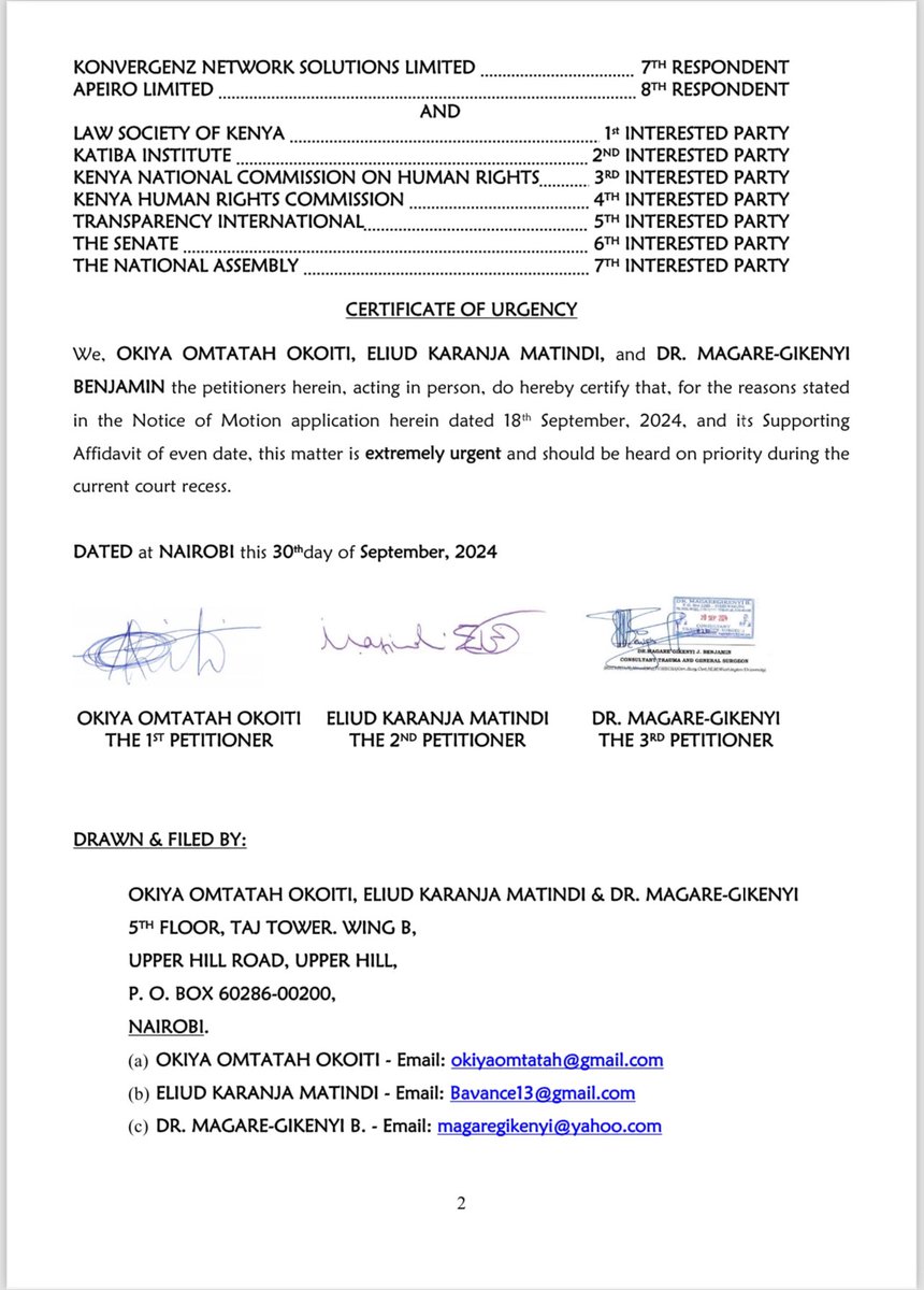 OkiyaOmtatah's tweet image. Filed a court petition together with Eliud Matindi &amp;amp; Magare Gikenyi to stop the launch of the Social Health Insurance Fund (SHIF), we also seek to quash the contract between the government and the Safaricom Consortium, citing concerns over the lack of legislation to