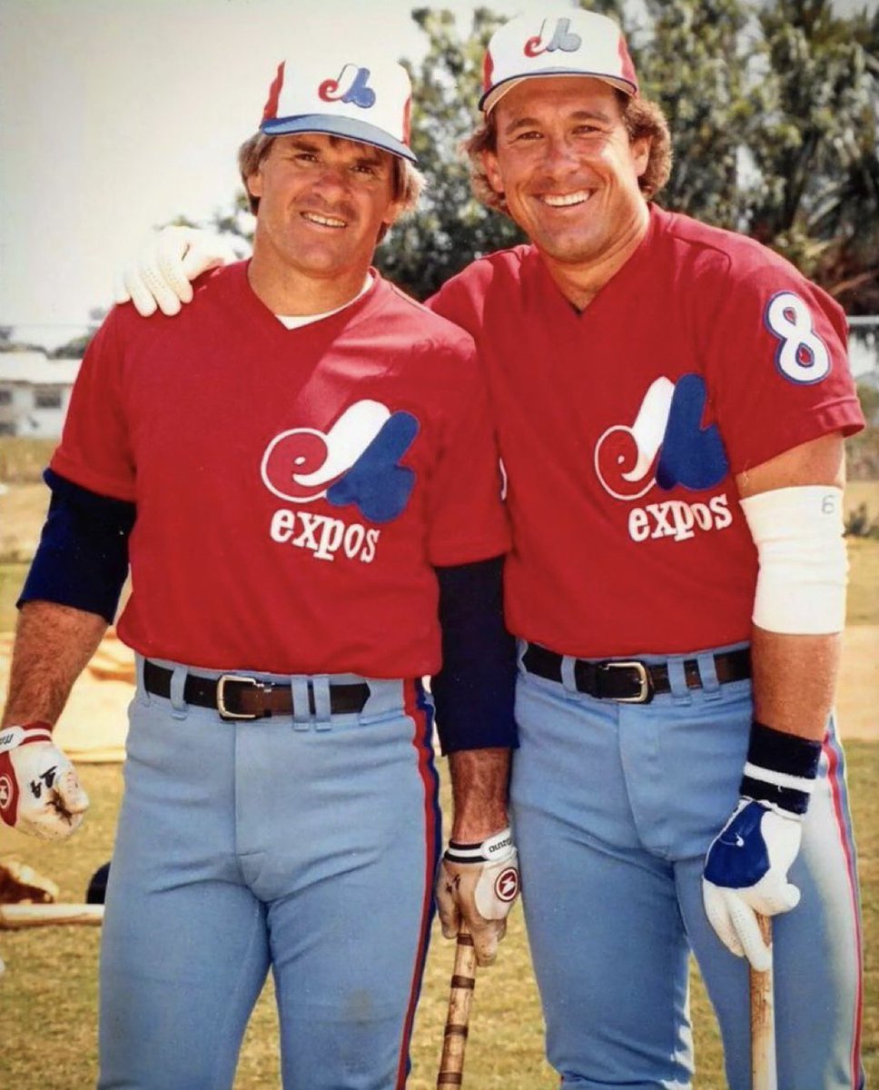 Montreal Expos superstars Pete Rose and Gary Carter at Spring Training in 1984. ✨