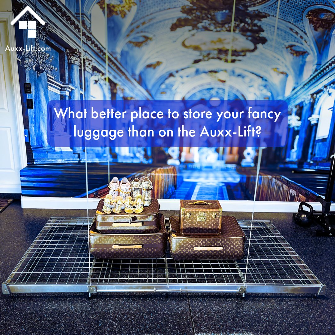 What better place to store your fancy luggage than on the Auxx-Lift? #storage #HomeImprovement