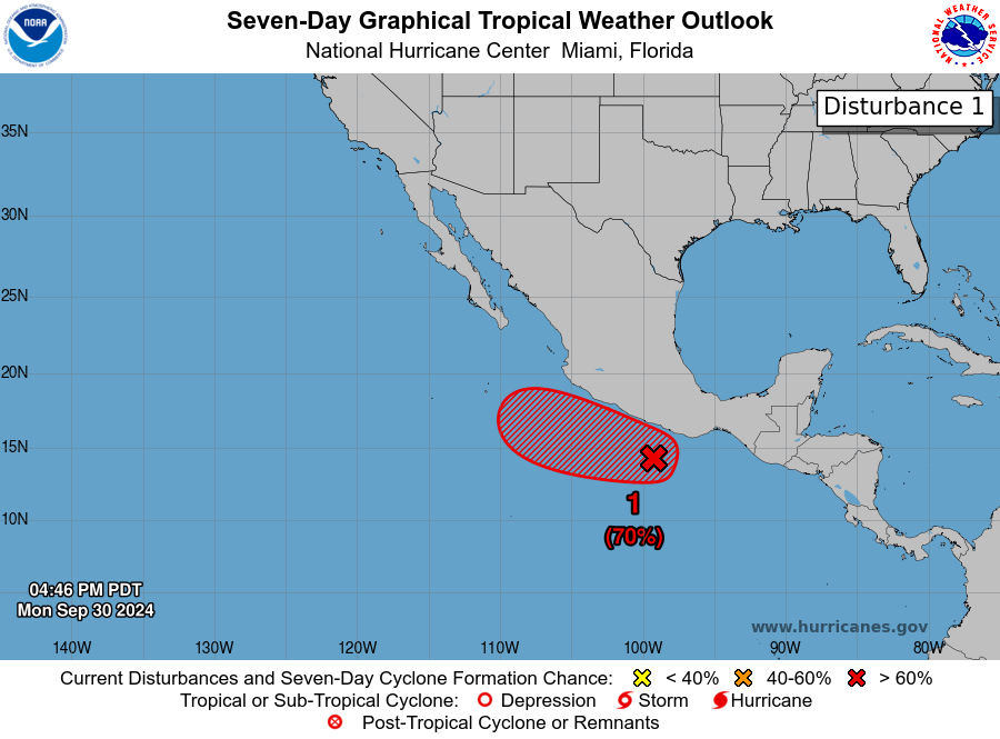LimWeather's tweet photo. D139 EPAC #HurricaneSeason2024 8pm EDT
AOI 1 S of #Mexico has 30% chance to become Tc in 2 days,70% in 7 days ALL Interests there should watch this closely and regularly check back with the latest forecasts
#Wxtwitter #Wxx #Tropicswx #HurricaneSeason #Lane #EP97 #97E #Invest97E https://t.co/KtmYkFpoEU