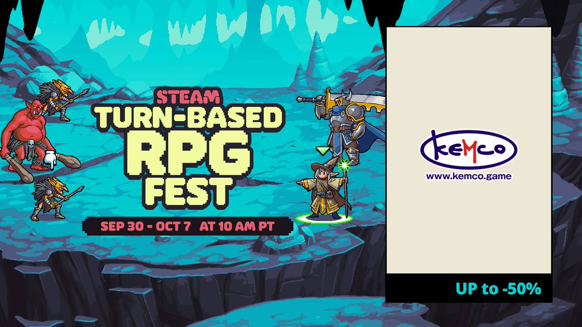 KEMCOGLOBAL's tweet photo. 🏷️Steam Turn-based RPG Fest is here with 27 KEMCO RPGs! #turnbasedfest 

Save up to 50% on great fantasy, isekai, tactical, sci-fi RPGs with strategic turn-based battles!⚔️

https://t.co/KENmrEDCYW https://t.co/JqvpVNEaPD