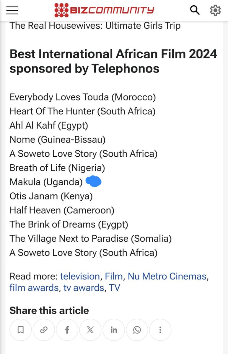 Uganda is shining again.
Congratulations to the MAKULA cast and crew
<a href="/bendizhodouglas/">Ssalongo Kasule Douglas Benda🎭</a> 
<a href="/cinemaUGApp/">Cinema UG</a> 
<a href="/Nishakalema/">Nisha Kalema official</a>