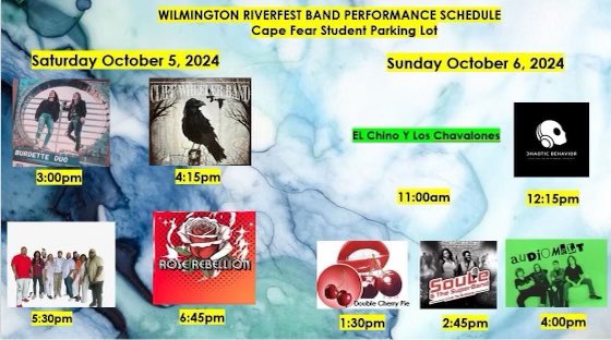 ILMRiverfest's tweet photo. Come out and check out the bands this weekend https://t.co/586Y1crLqO