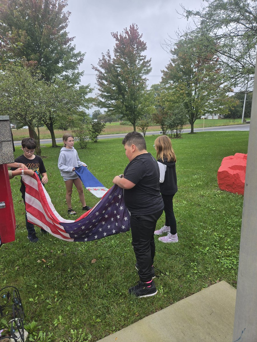 Our first group of 4th grade Honor Guard students did a great job taking down the flags at the end of the school day.
