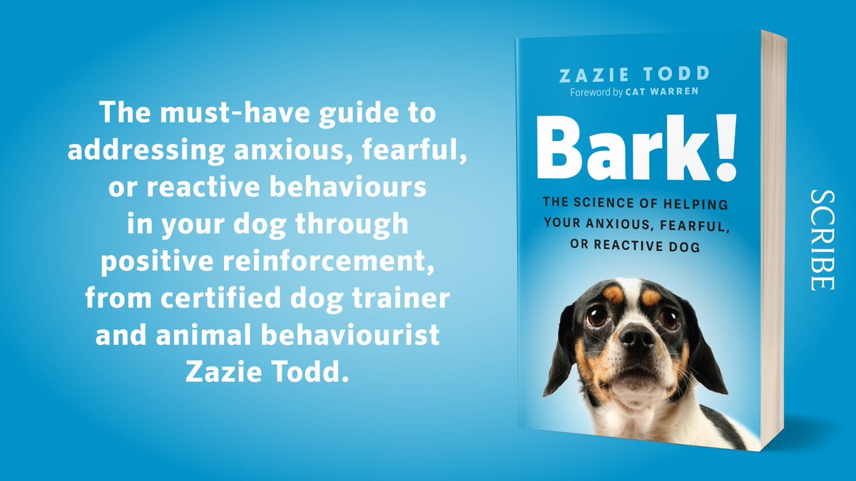Scribe Publications (@scribepub) on Twitter photo š¾ BARK! by Zazie Todd <a href="/CompAnimalPsych/">Dr Zazie Todd (PhD)</a> is the must-have guide to addressing anxious, fearful, or reactive behaviours in your dog through positive reinforcement, from a certified dog trainer and animal behaviourist.ā š¾ BARK! by Zazie Todd <a href="/CompAnimalPsych/">Dr Zazie Todd (PhD)</a> is the must-have guide to addressing anxious, fearful, or reactive behaviours in your dog through positive reinforcement, from a certified dog trainer and animal behaviourist.ā