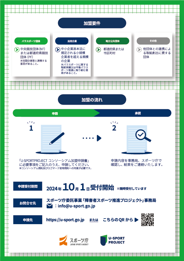 sports_JSA's tweet photo. U-SPORT PROJECTコンソーシアム
10/1より加盟団体募集開始!
パラスポーツの推進のため、パラスポーツ団体、民間企業、地方公共団体等の連携する基盤となる新たなコンソーシアムを立ち上げます。
是非加盟をご検討ください!
詳細はこちら▶https://t.co/cEXvGKfmKD
#USPORTPROJECT #パラスポーツ https://t.co/RFhQHtVEeq