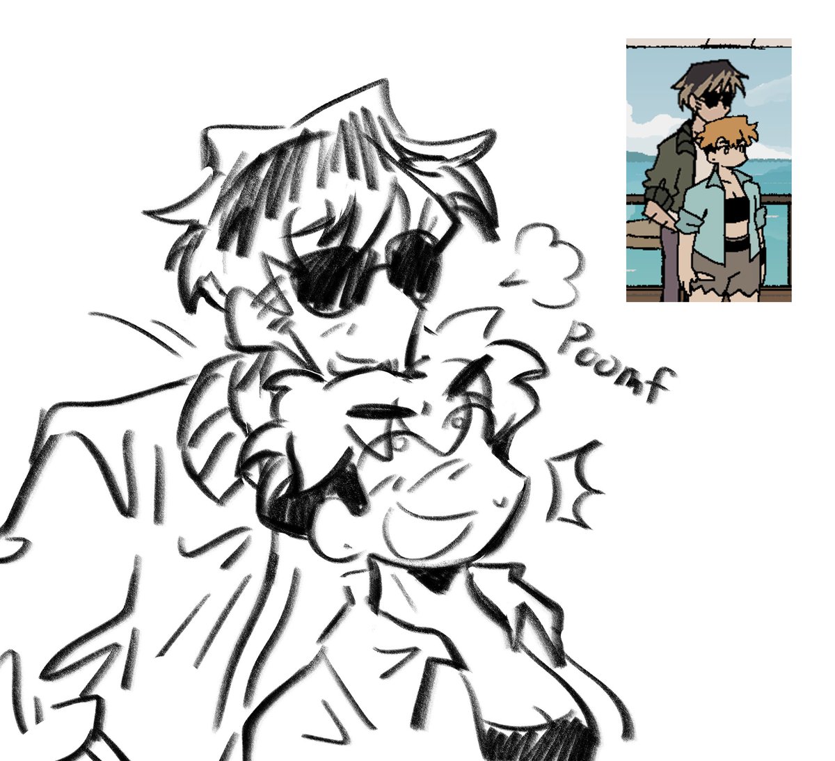 hankatun0921's tweet photo. quick doodle i made during rip development when i accidentally made their sprites be too close and it looked like he was goofin around w june 

#rotinparadise https://t.co/JBYRfbGDBl