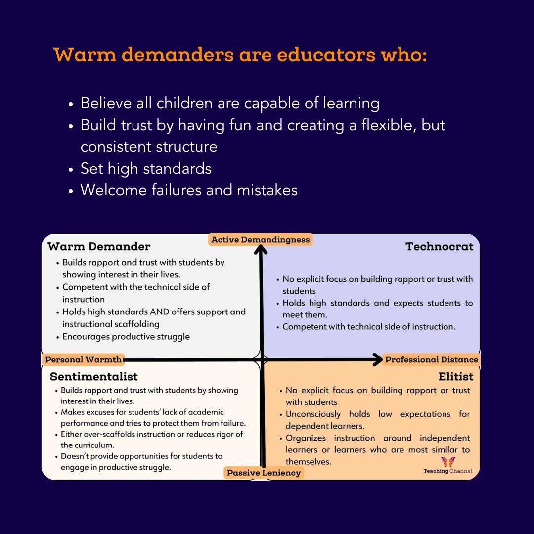TeachingChannel's tweet photo. Have you ever heard about "warm-demander" teachers? 👨🏼‍🏫 

If you haven't take a look below and learn about the benefits of this classroom management style! ⬇️ 

Learn more about warm demanders: https://t.co/pMm0qhIo9o. 

#classroommanagement #teachertips https://t.co/QXXu9LAP34