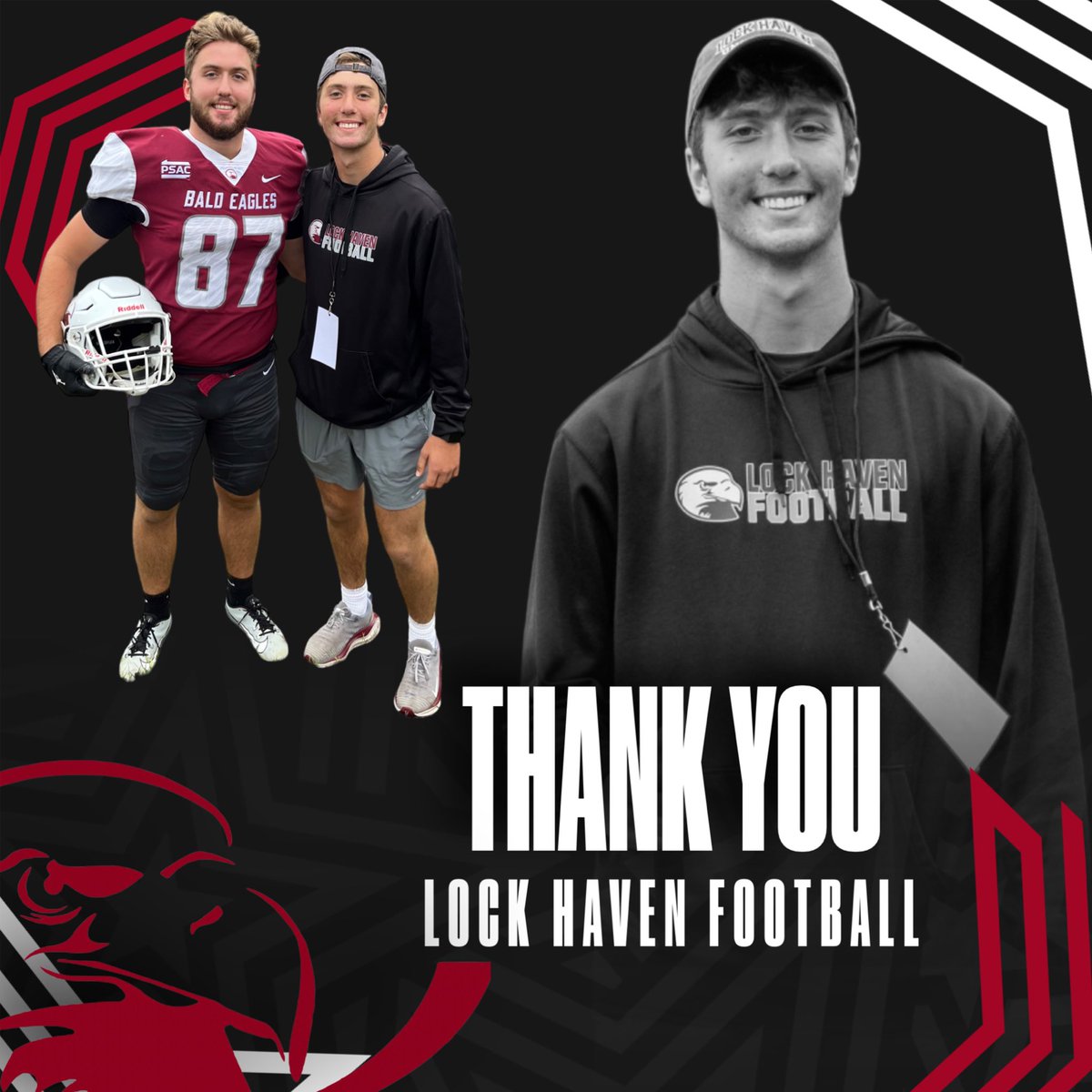 Baker Huntington (@huntingtonbake1) on Twitter photo ⚪️Thank you 🏈🦅Lock Haven Football 🦅🏈 for the Game Day Visit opportunity! GO BALD EAGLES! <a href="/Coach_Mul/">Dan Mulrooney</a> <a href="/CoachMattSully/">Matt Sullivan</a> <a href="/CoachNVoorhees/">Nick Voorhees</a> <a href="/CoachCiesielski/">Peter Ciesielski</a> <a href="/coachpetite/">Jeri Petite Jr</a> <a href="/CoachJBattaglia/">Coach Joe Battaglia</a> <a href="/Coach_CraigDL/">Rashad Craig</a> ⚪️Thank you 🏈🦅Lock Haven Football 🦅🏈 for the Game Day Visit opportunity! GO BALD EAGLES! <a href="/Coach_Mul/">Dan Mulrooney</a> <a href="/CoachMattSully/">Matt Sullivan</a> <a href="/CoachNVoorhees/">Nick Voorhees</a> <a href="/CoachCiesielski/">Peter Ciesielski</a> <a href="/coachpetite/">Jeri Petite Jr</a> <a href="/CoachJBattaglia/">Coach Joe Battaglia</a> <a href="/Coach_CraigDL/">Rashad Craig</a>