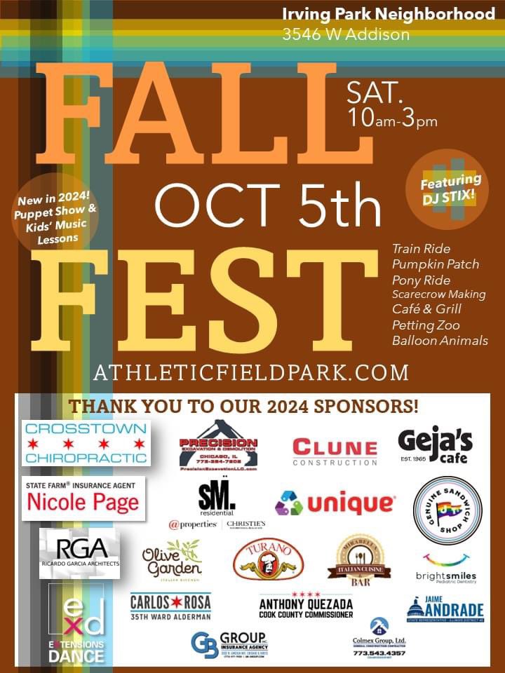 Athletic Field Park (@athleticfield) on Twitter photo #Fall #Fest this #Saturday #chicago. #Pumpkins 3546 W. Addison. <a href="/TimeOutChicago/">Time Out Chicago</a> <a href="/ChicagoParks/">Chicago ParkDistrict</a> <a href="/ChiPubSchools/">CPS - Chicago Public Schools</a> <a href="/35th_Ward/">Anthony J. Quezada, 35th Ward Alderman</a> <a href="/VoteJAndrade/">Jaime M Andrade, Jr.</a> #Fall #Fest this #Saturday #chicago. #Pumpkins 3546 W. Addison. <a href="/TimeOutChicago/">Time Out Chicago</a> <a href="/ChicagoParks/">Chicago ParkDistrict</a> <a href="/ChiPubSchools/">CPS - Chicago Public Schools</a> <a href="/35th_Ward/">Anthony J. Quezada, 35th Ward Alderman</a> <a href="/VoteJAndrade/">Jaime M Andrade, Jr.</a>