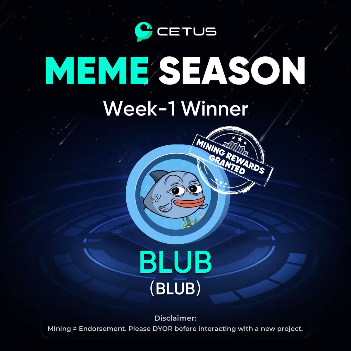 CetusProtocol's tweet image. Congrats to BLUB @blubsui for becoming one of the 1st-week winners of the #Cetus Meme Season. Mining rewards have now been allocated to the BLUB-SUI pool on Cetus. Cheer! 👏