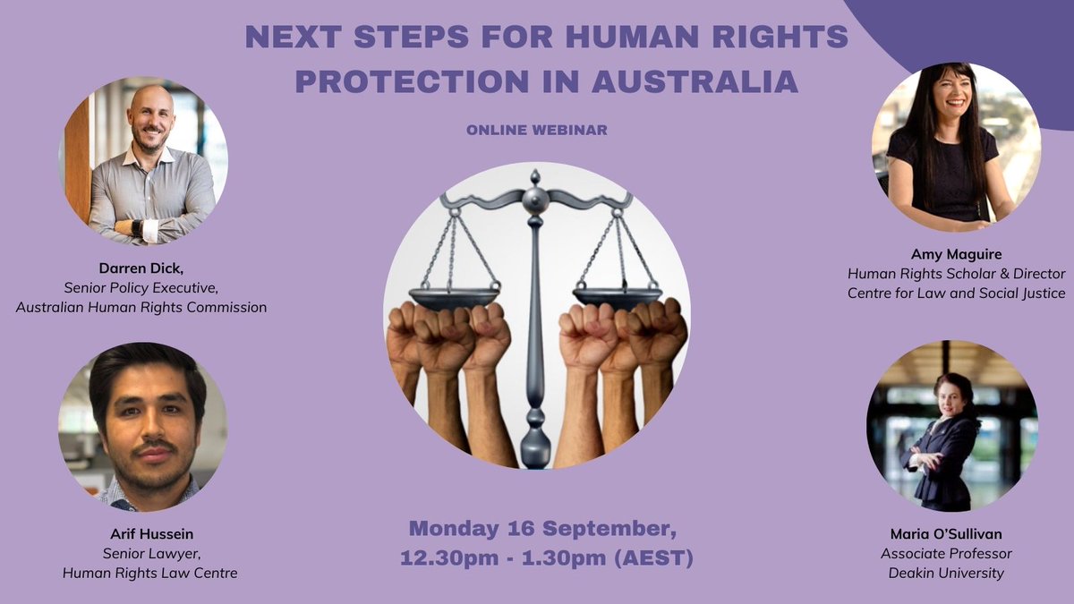 Newcastle School of Law and Justice (@uonlawschool) on Twitter photo Did you miss out on attending the webinar titled 'Next Steps for Human Rights Protection in Australia'? The recording is now live and can be accessed here: newcastle.edu.au/research/centrā¦
Thank you to panellists <a href="/DrAmyMaguire/">Amy Maguire</a> Hussein & Darren Dick PSM and <a href="/mariaosulliv/">Dr Maria O'Sullivan</a> for chairing. Did you miss out on attending the webinar titled 'Next Steps for Human Rights Protection in Australia'? The recording is now live and can be accessed here: newcastle.edu.au/research/centrā¦
Thank you to panellists <a href="/DrAmyMaguire/">Amy Maguire</a> Hussein & Darren Dick PSM and <a href="/mariaosulliv/">Dr Maria O'Sullivan</a> for chairing.