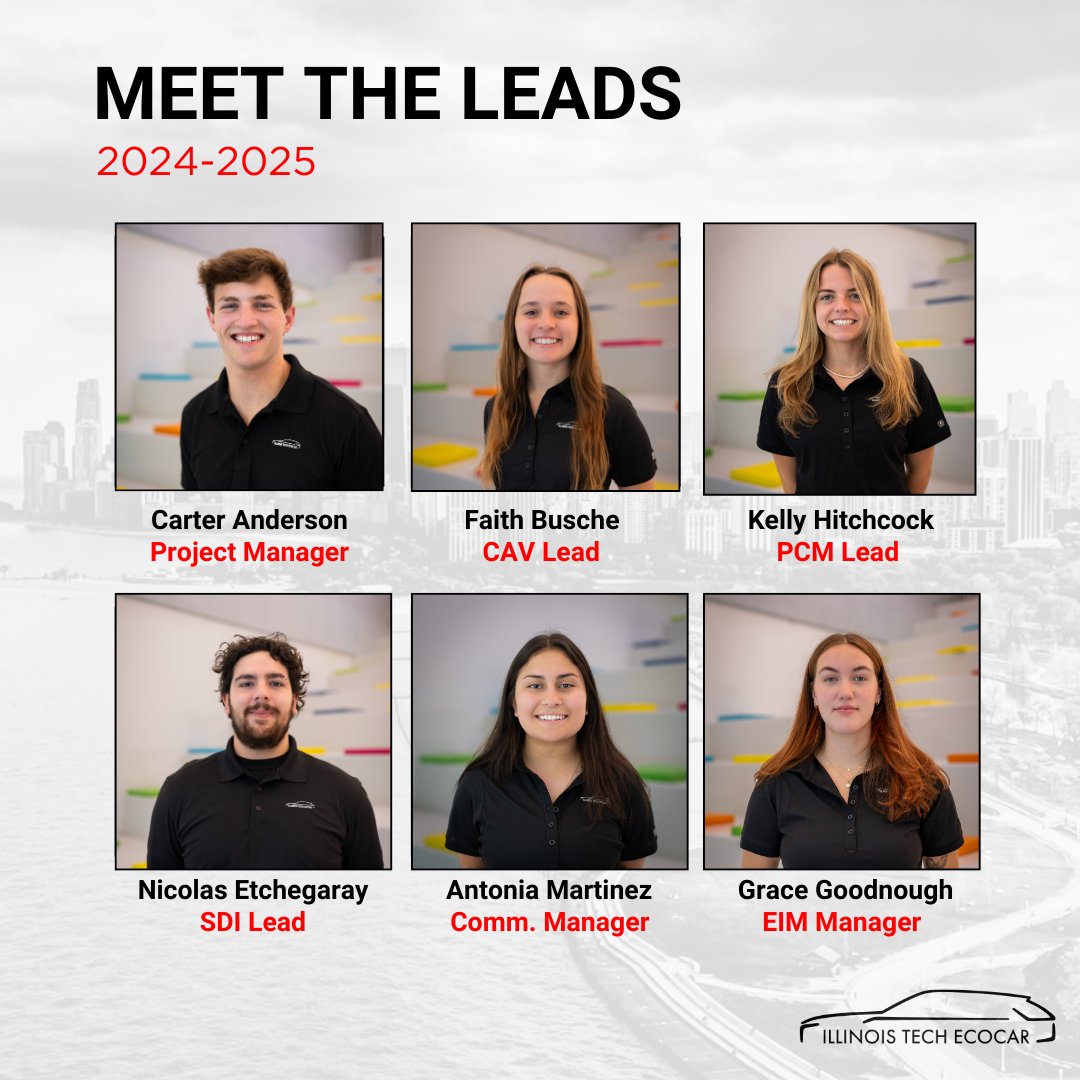 Meet the 2024-2025 sub-team leads! We are so excited for this year and for what we accomplish!

#ecocar #illinoistechecocar #ecocarevchallenge