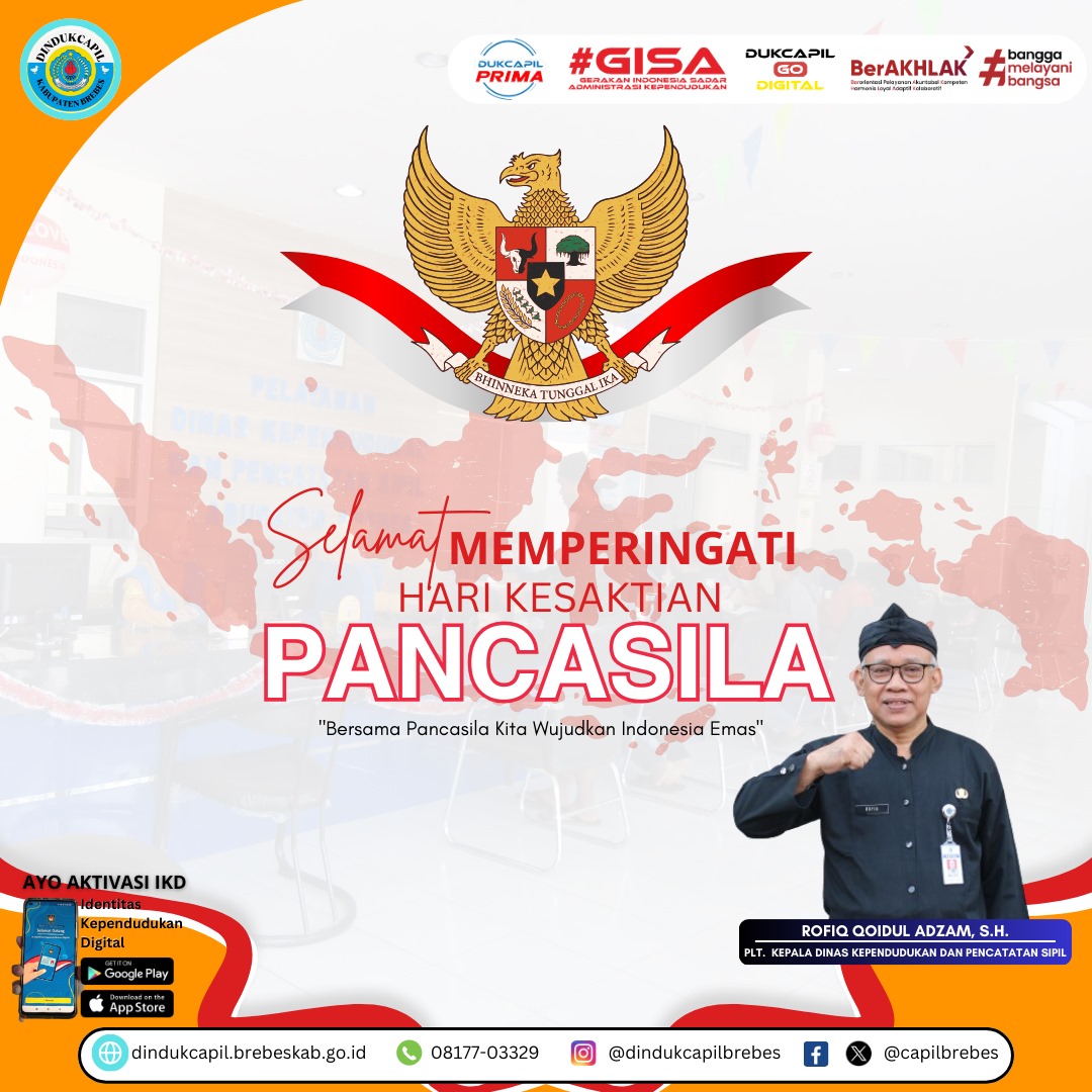 Pancasila adalah jati diri bangsa Indonesia. Mari kita jaga dan lestarikan nilai-nilainya.

Selamat Hari Kesaktian Pancasila 1 Oktober