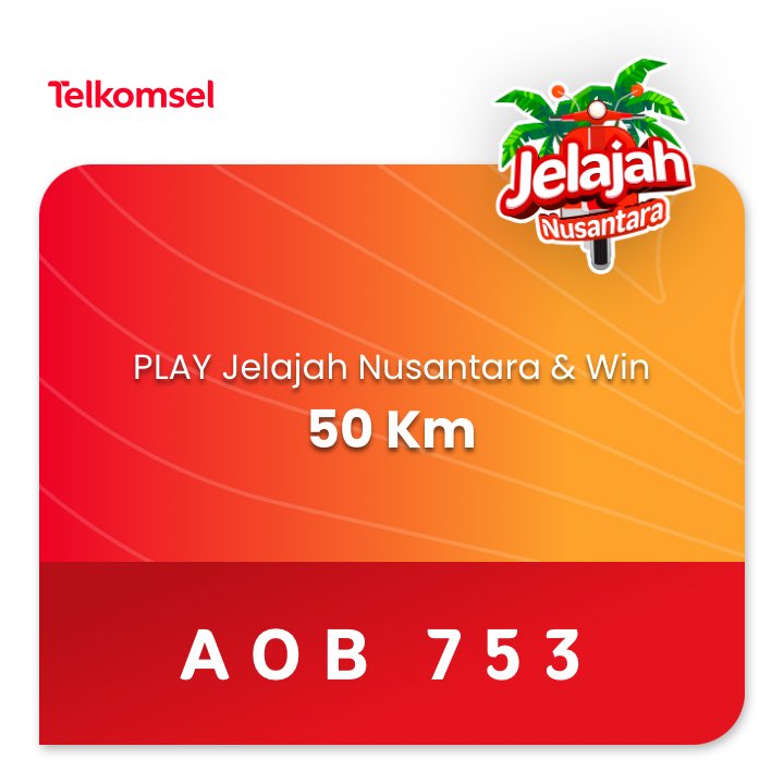 zoelajah's tweet photo. Have you played Jelajah Nusantara on MyTelkomsel? Use my code AOB753 and get 50 Km by registering now! Join me on this incredible adventure! Start now https://t.co/cgOEErSxnv https://t.co/WHtP8JePSL