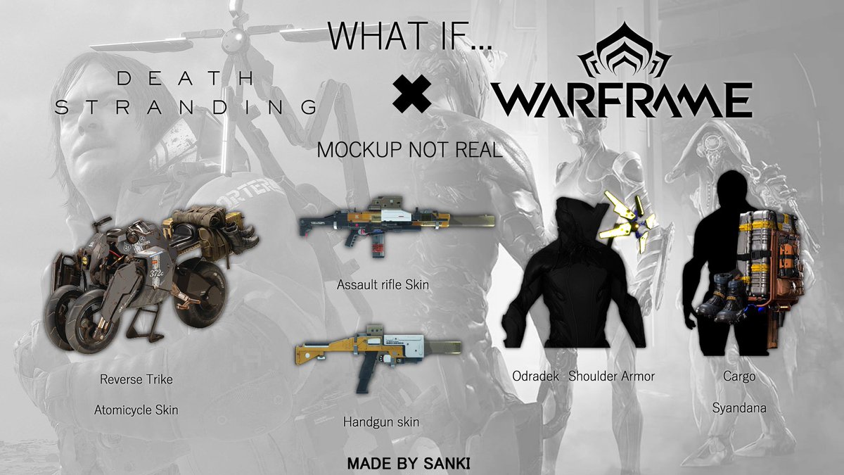 Since this has happened what if #deathstranding collab with #warframe  so I made a mockup 🧐