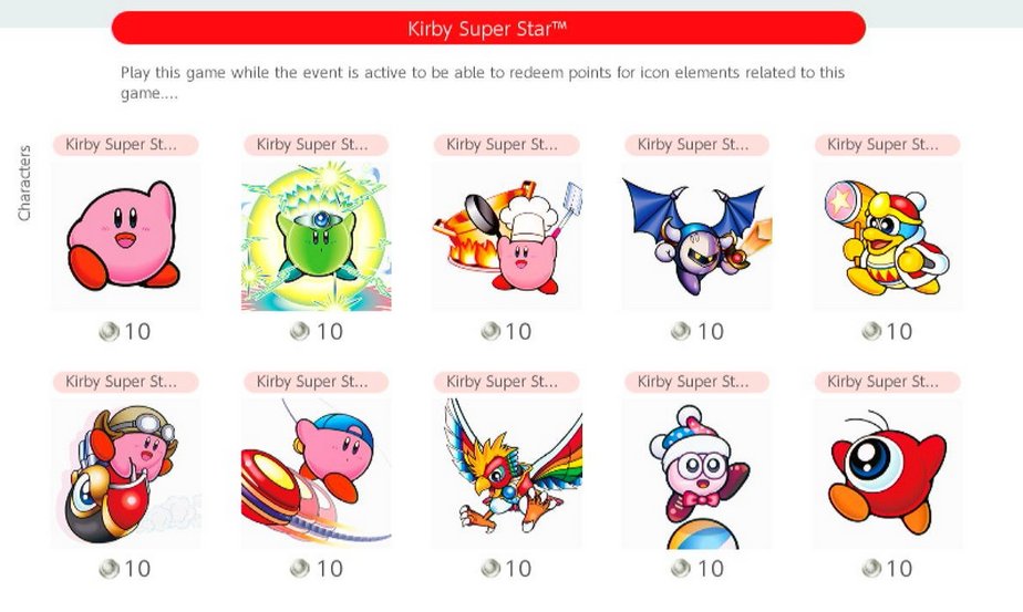 Nintendeal's tweet photo. Kirby Super Star icons have been added to Nintendo Switch Online

Play the game on NSO and redeem Platinum Points for the icons before November 4 https://t.co/Fz81qlx3rq