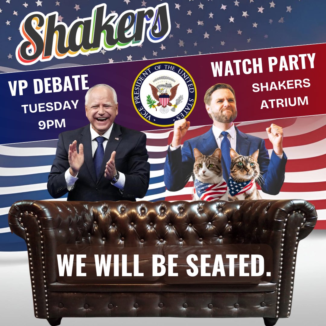 Tomorrow night at 9 PM in the atrium and outdoor patio! Extended Happy Hour until the debate is over!