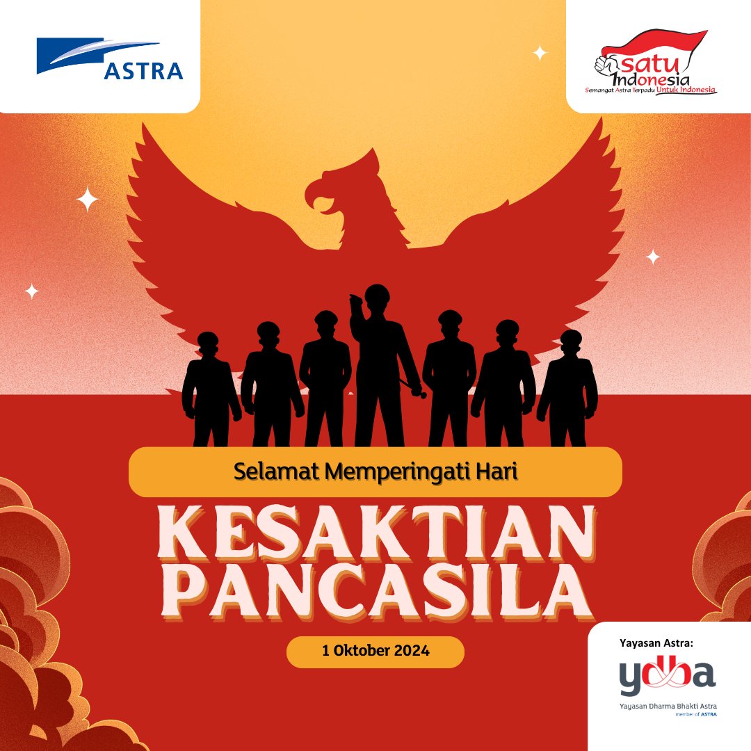 YDBA_Astra's tweet photo. Selamat Hari Kesaktian Pancasila! Mari kita jadikan nilai-nilai Pancasila sebagai landasan dalam menjalankan bisnis UMKM. Dengan semangat berkolaborasi, kita bisa memajukan perekonomian bangsa.

#HebatnyaUKM #SiapBeraksiUntukNegeri https://t.co/kxS7J2RkLR