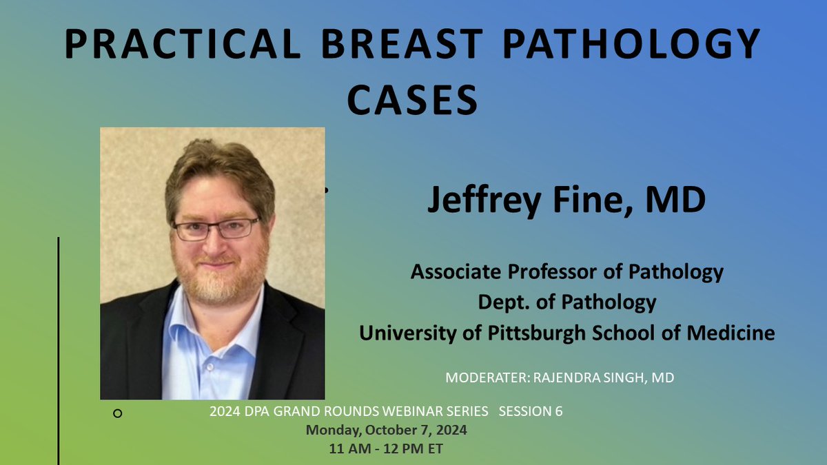 Raj Singh MD (@mydermpath) on Twitter photo Join our next <a href="/dpatweet/">The Digital Pathology Association</a> GR where <a href="/JFineMD/">Jeffrey Fine</a> will use some examples of breast cases to highlight how he uses digital pathology to augment his work.
Registration
digitalpathologyassociation.org/login Join our next <a href="/dpatweet/">The Digital Pathology Association</a> GR where <a href="/JFineMD/">Jeffrey Fine</a> will use some examples of breast cases to highlight how he uses digital pathology to augment his work.
Registration
digitalpathologyassociation.org/login