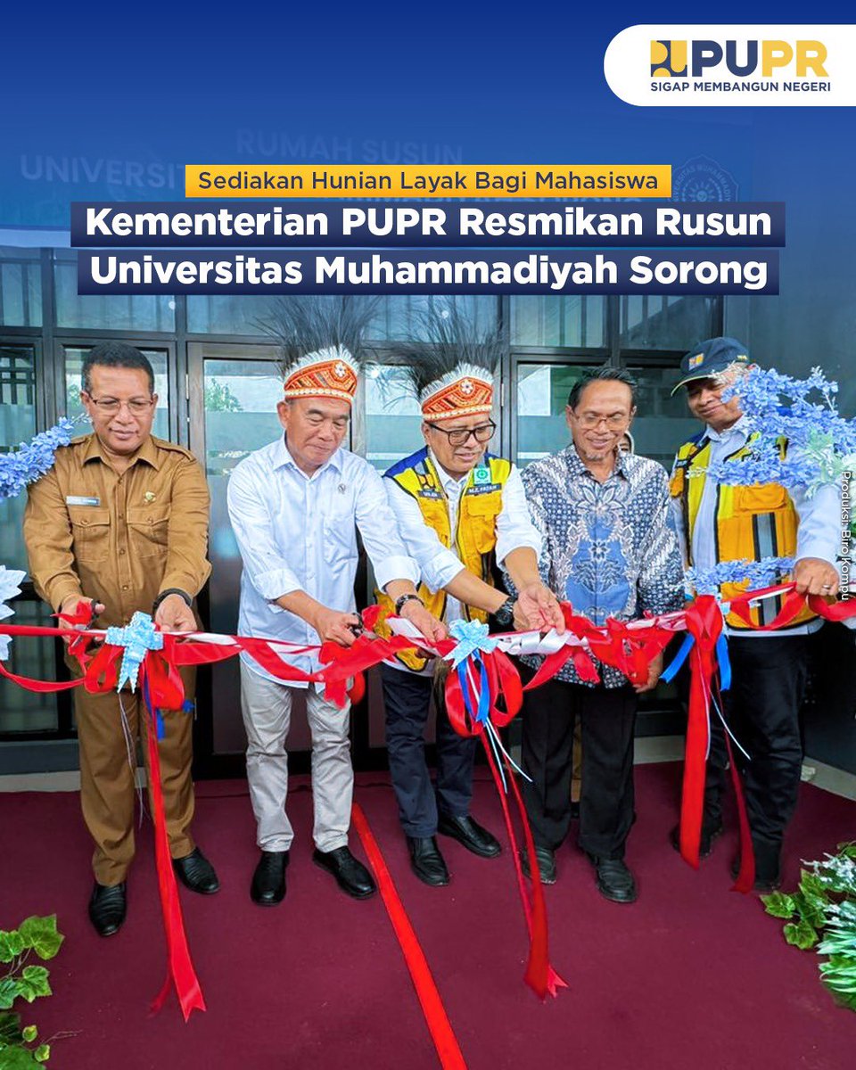 KemenPU's tweet photo. Kementerian PUPR telah menyelesaikan pembangunan Rumah Susun (Rusun) Universitas Muhammadiyah Sorong (Unamin) sebagai upaya peningkatan kualitas sumber daya manusia melalui penyediaan hunian layak bagi mahasiswa di Kota Sorong, Papua Barat Daya. 

#SigapMembangunNegeri https://t.co/GrVIaQsXJT
