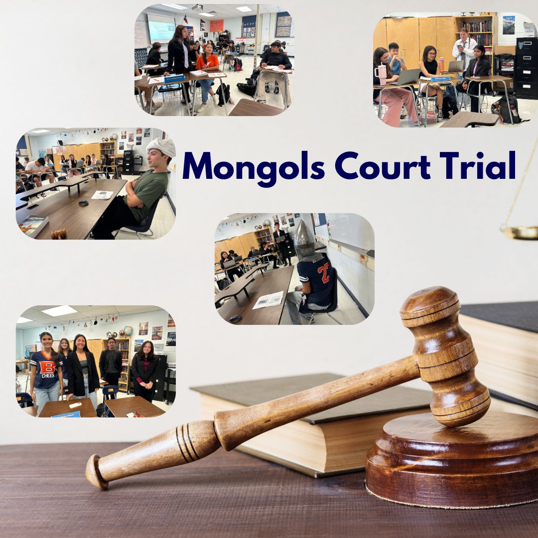 Verdict is in!👩🏽‍⚖️ Mongol Empire has been found not guilty, great evidence of cultural diffusion  from Defense! 🌎🛖Outstanding job lawyers, witnesses and jurors arguing evidence from our #DBQ 🧡💙👏👏 <a href="/NISD/">Northside ISD</a> <a href="/NISDBrandeis/">Brandeis High School</a> <a href="/NISDHSSocSt/">NISD HS Social Studies</a> <a href="/BrandeisSoc/">BrandeisSocStudies</a> <a href="/BHS_Shroyer/">KyleShroyerBHS</a>