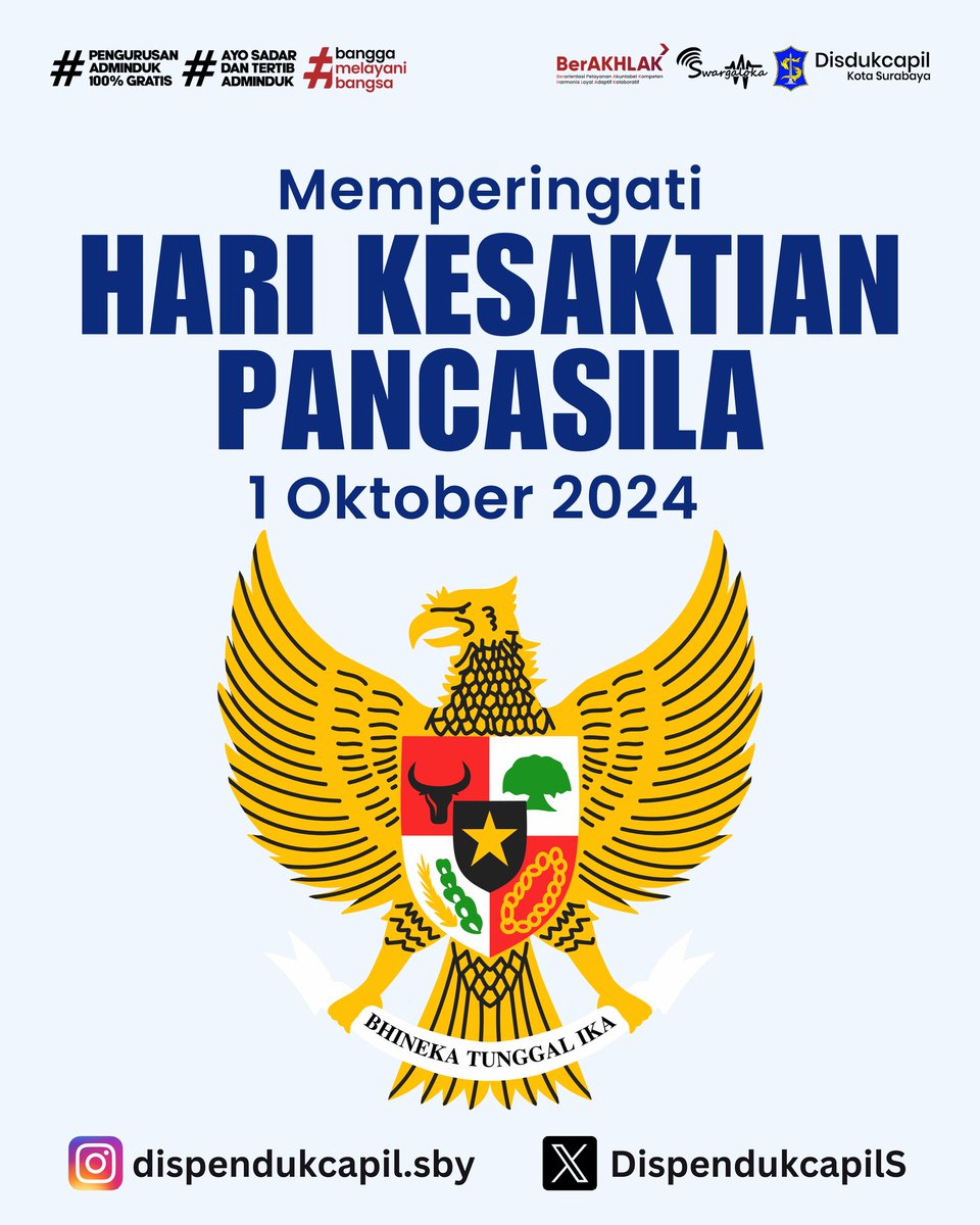 Selamat Hari Kesaktian Pancasila. Semoga kita bisa tetap teguh memegang nilai-nilai Pancasila demi mewujudkan cita-cita bangsa 🇮🇩✨

Instagram: @Swargaloka.sby
Youtube : Swargalokasby
Radio: Swargalokasurabaya.id
Tiktok : @Swargaloka.sby
Facebook : Swargaloka Sby