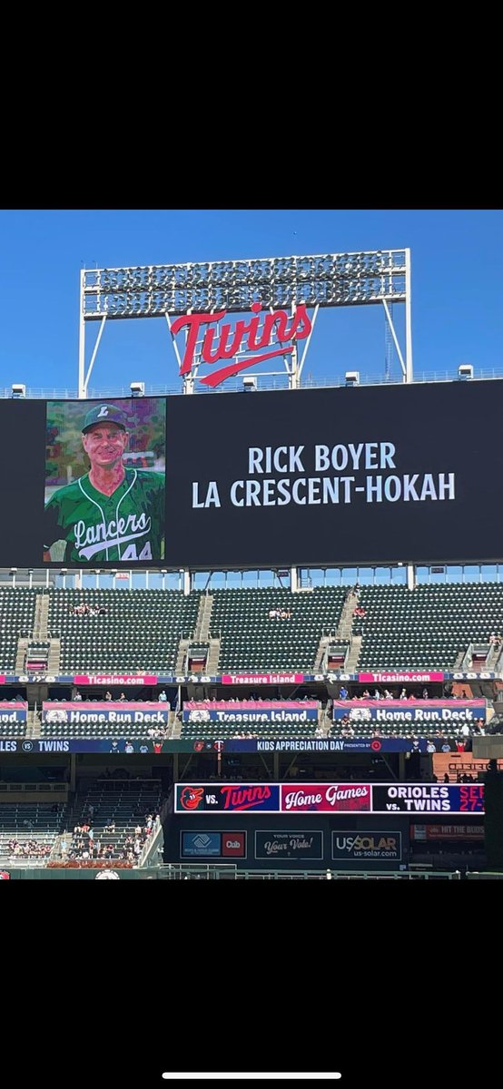 Lancer Baseball (@niedles12) on Twitter photo Thank you to the Minnesota Twins for honoring our former Lancer Baseball Coach Rick Boyer! Coach Boyer will be entering the MSHSBCA Hall of Fame in January!  We miss and think about you every day, Coach! Thank you to the Minnesota Twins for honoring our former Lancer Baseball Coach Rick Boyer! Coach Boyer will be entering the MSHSBCA Hall of Fame in January!  We miss and think about you every day, Coach!