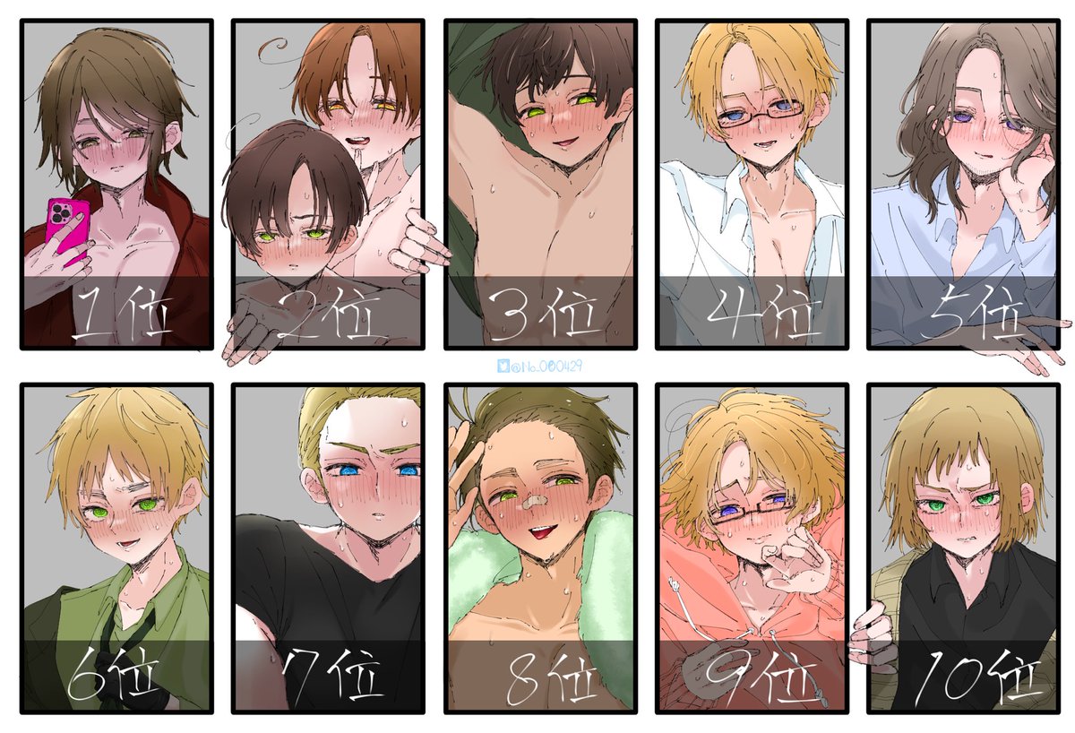 No_000429's tweet image. 「性/欲/の/強/い/92/ト/ッ/プ/10」

去年のﾅﾆの強い92ランキングを元にしたものです。(🐿59調べ)
(aph夢でも腐でも解釈どうぞ)