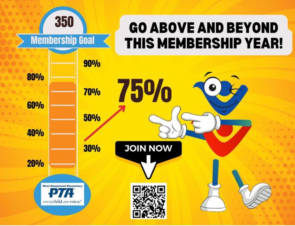 PTA membership update!! Help us go above our goal! Together, we can make a difference and help give our students and school community the best elementary experience possible! Keep those memberships rolling!
