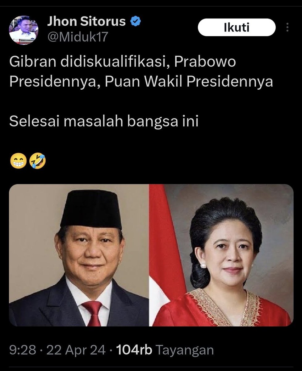Politik dinasti PDIP itu another level. Bukan lagi sebatas siapa yg dicalonkan tapi yg sudah sah dipilih oleh rakyat pun dipaksa harus diganti royal family.