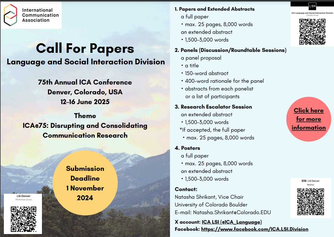 Hello ICA LSI community! Submissions due Nov 1. And follow us on all the socials :). icahdq.org/BlankCustom.as….