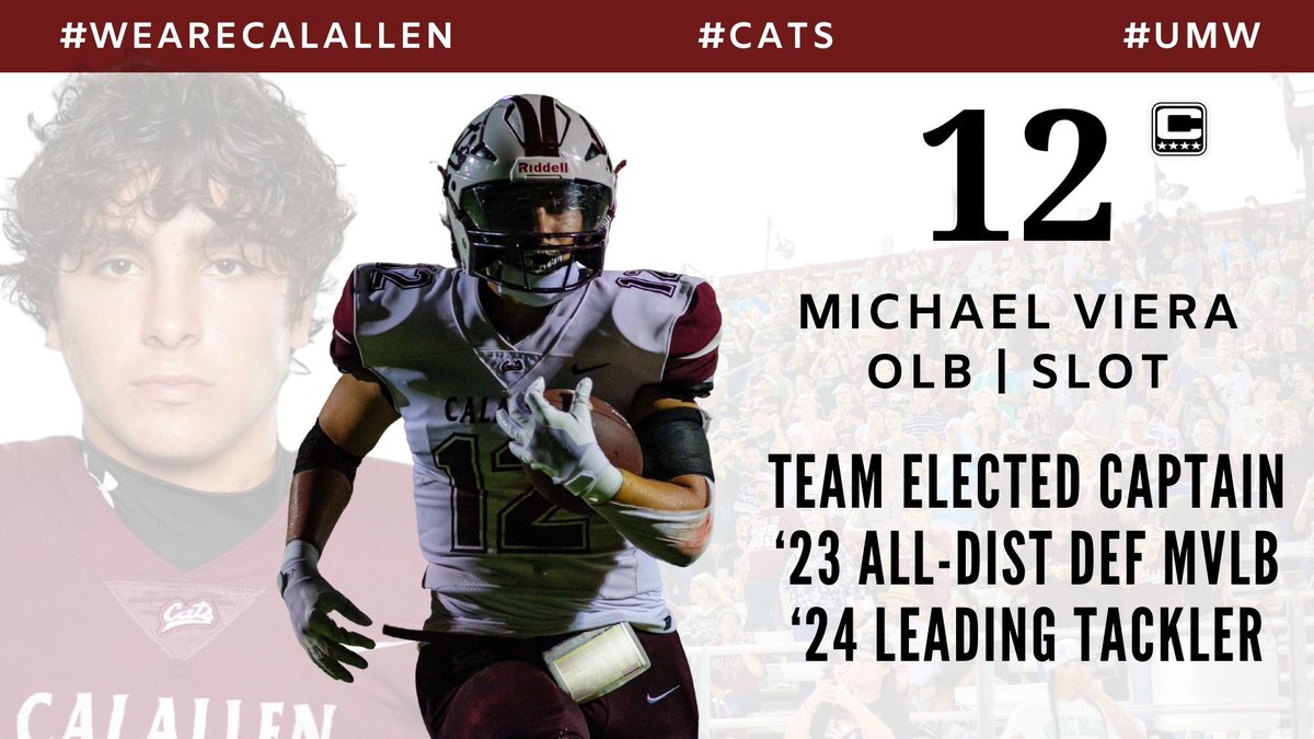 2-Way Baller whose an 🎯 tackler and Dual-Threat Slot‼️Brings the JUICE daily‼️

Michael Viera
OLB/Slot
6’1” 202lbs 
C/O 2025 
<a href="/michael_viera14/">michael viera</a> 
hudl.com/v/2QAxY2

#RecruitCalallen
#UMW