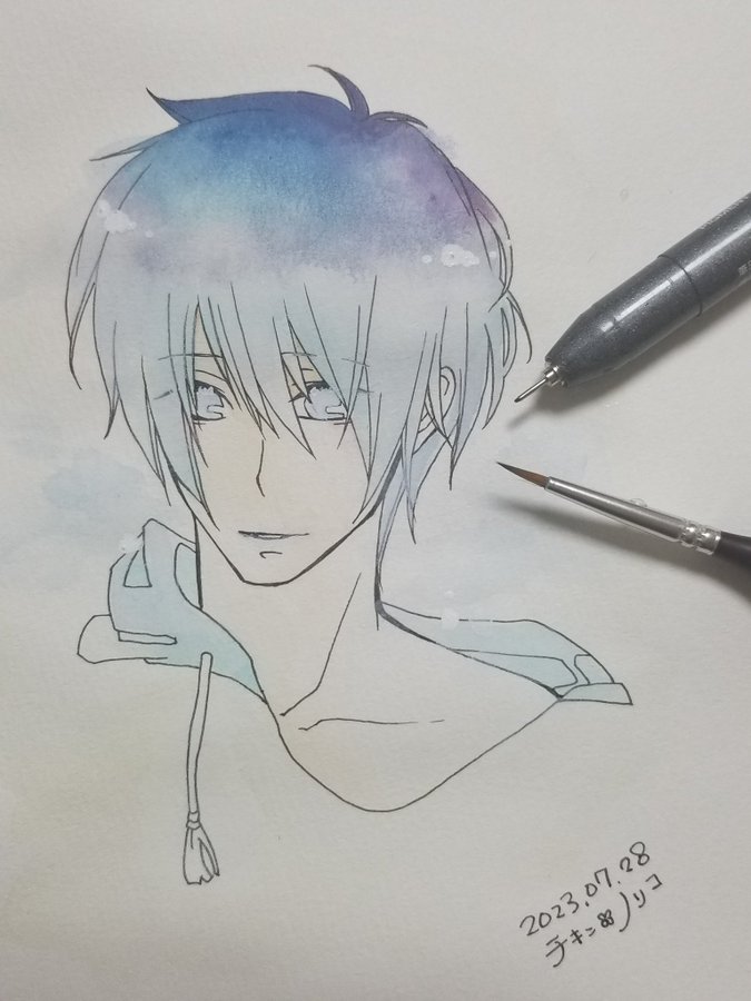 「#100日チャレンジ 28日目再掲 暑さゆえに透明感ある、冷たい色にしたかったの」|チキン・ノリコ▶️J庭53｢つ06b｣🌟4/2東京ビッグサイトのイラスト