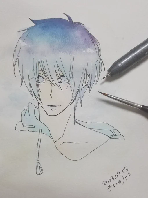 #100日チャレンジ 28日目再掲 暑さゆえに透明感ある、冷たい色にしたかったのを覚えてます!が、力及ばず…… 雪ん子の世界で温かさを求め、変わり者扱いされる寂しがり屋さんでも運命の人と出逢い、溺愛されてトロトロに溶かされる……お話しが描きたい(*'艸`*)ウフフ