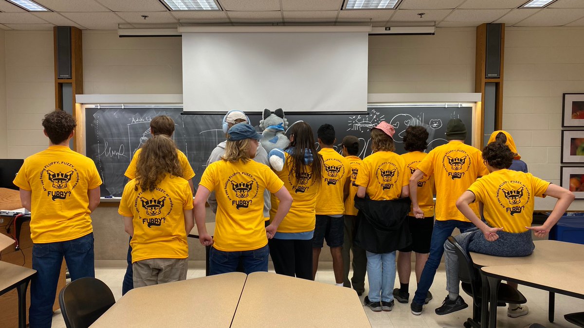 FurdueAtPurdue's tweet photo. This Sunday we finally handed out the shirts we designed and printed! Here's a photo from the event, proudly displaying the design. The front (not pictured) has our logo and club name on the left breast.
Stay fuzzy!😎 https://t.co/4B5YNgIoKb