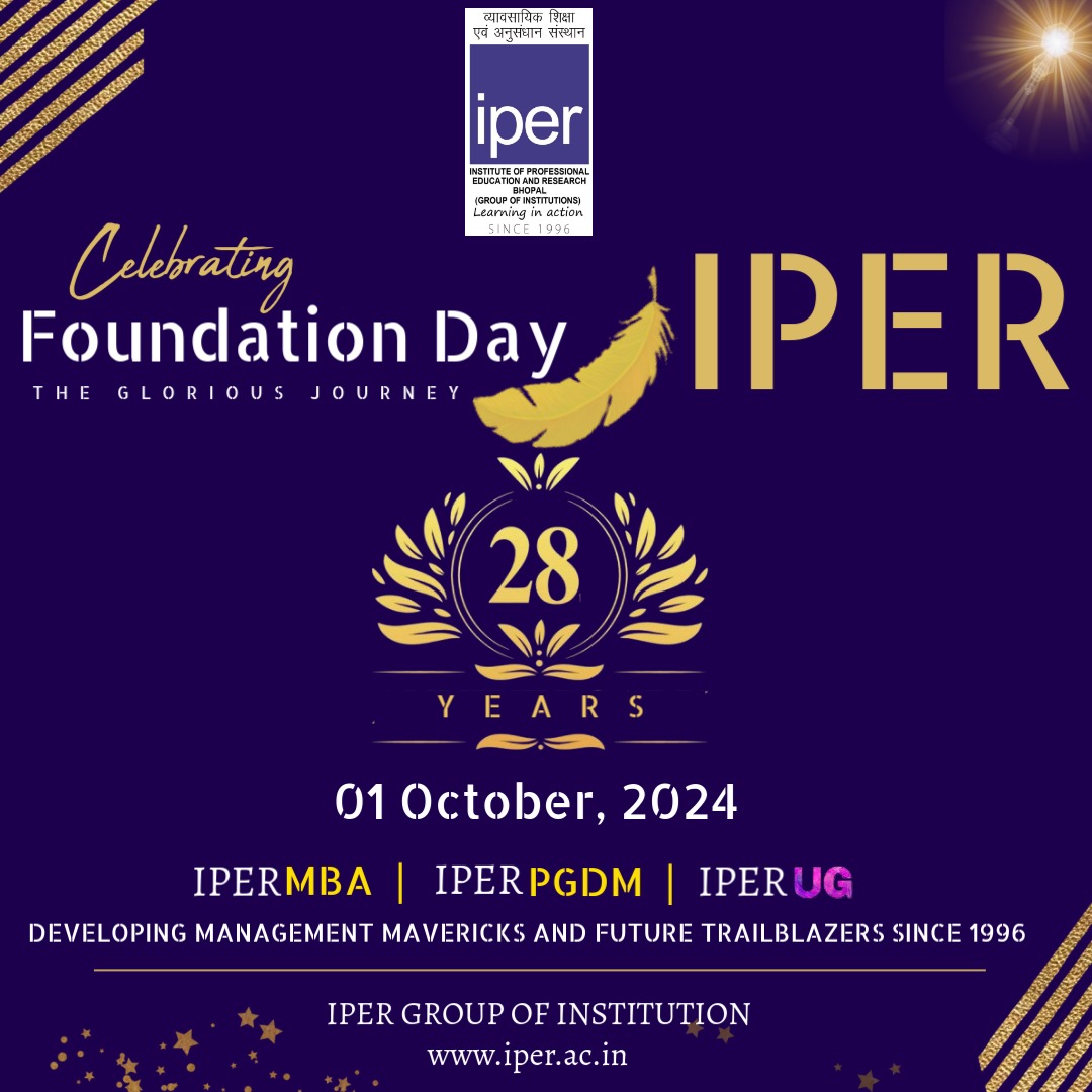 iperbhopal's tweet photo. Celebrating 28 Years of "Learning in Action" and Shaping Future Leaders in Management Education

As we celebrate this special occasion, we express our deepest gratitude to every member of the IPER Family.

#IPER #FoundationDay #28Years #MBA #IPERUG #LearningInAction #Bhopal https://t.co/GVEbeIC7uZ