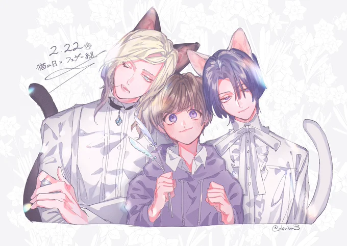 猫の日で描いたフェザー組ちゃん 