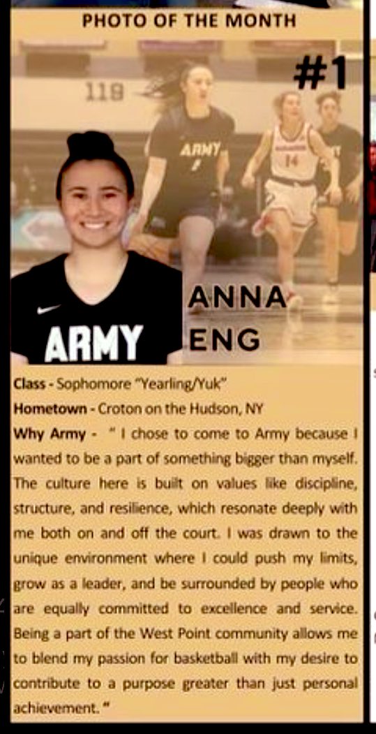 CrotonAthletics's tweet image. 🏀⚔️CHHS Class of ‘21 Basketball standout, Anna Eng is featured in the West Point Army Women’s Basketball Newsletter. We are proud of you Anna! Tiger Nation can’t wait to follow your 🏀season and career path! #1000pointclub