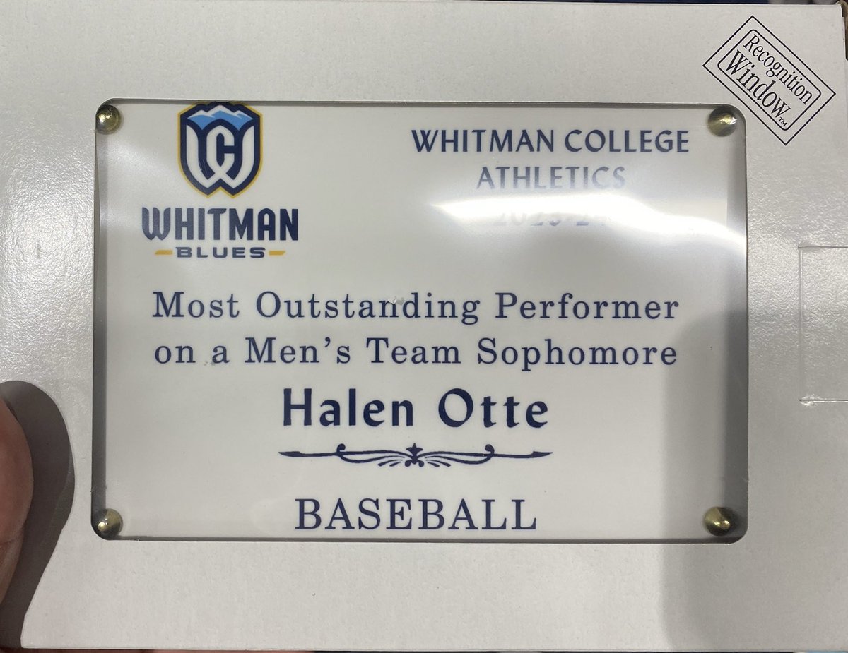 kymotte's tweet photo. Congrats to @HalenOtte5150 for receiving the award from @WhitmanSports for most outstanding athlete on a men’s team (sophomore) &amp; @JackBickerton1 for the same award (junior).  What an outstanding accomplishment. @gowhitman ���️👏 https://t.co/m2Z6pAKebR
